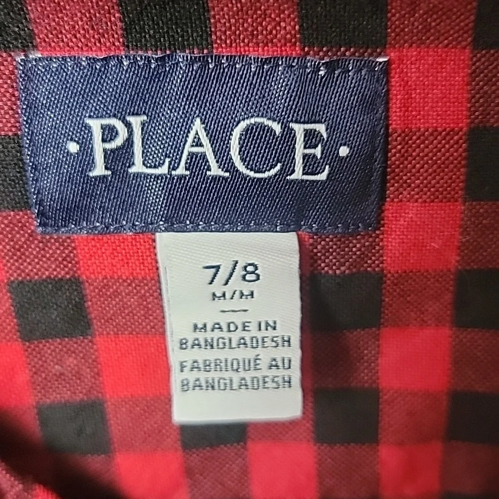 THE CHILDREN'S PLACE **3 for $20 item** Red Black Buffalo‎ Plaid Button Down 7/8